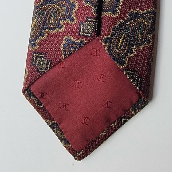 CHANEL Men's Vintage Tie 100% Silk Made in Italy Burgundy with Paisley pattern - Picture 3 of 6